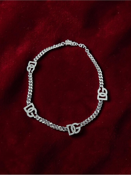 Fashion Jewelry Jewelry - Silver D&G Crystal Link Chain Necklace - Elegant Women's Jewelry